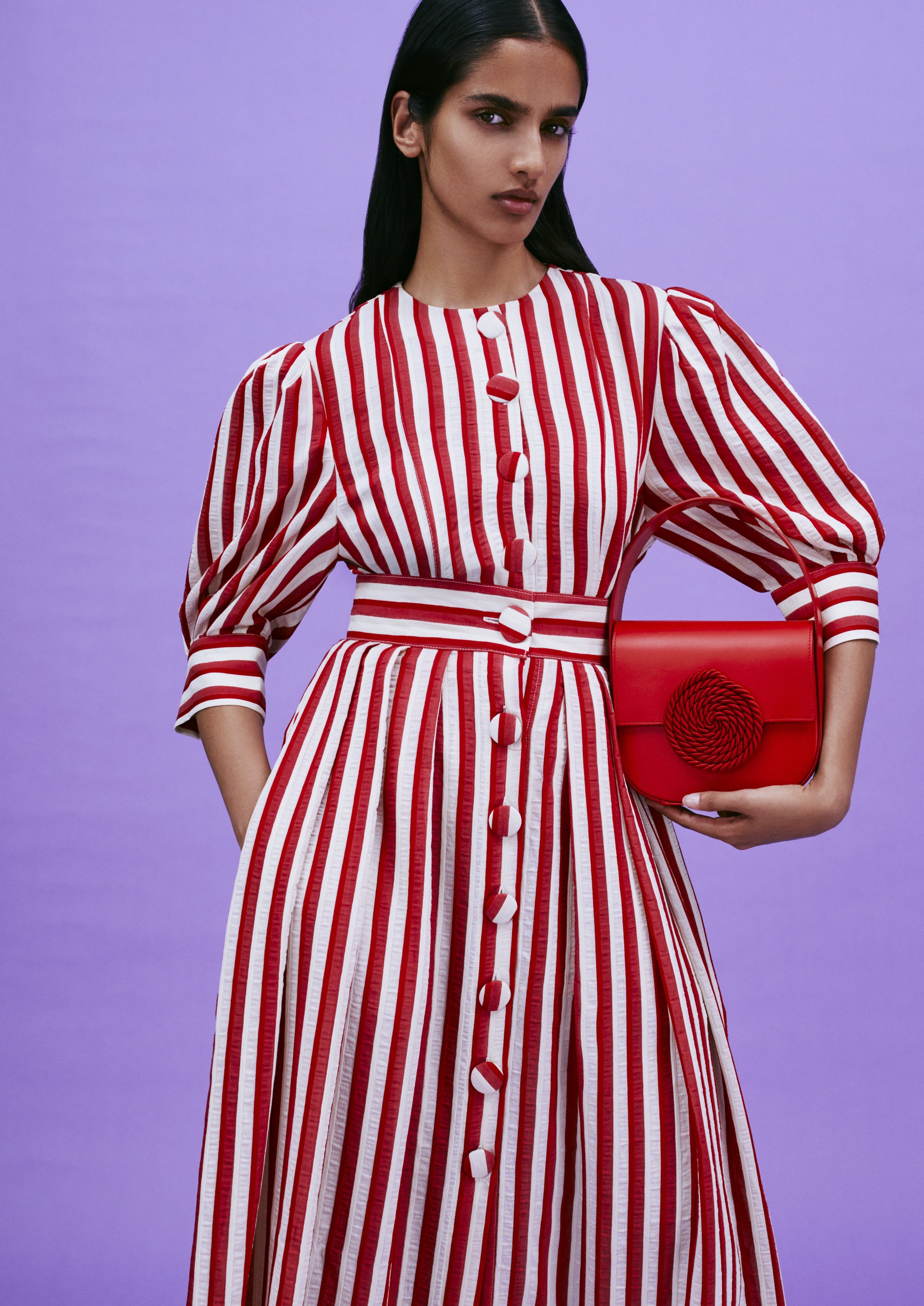 Destree-Irving Stripes Red & Ecru Skirt-Justbrazil