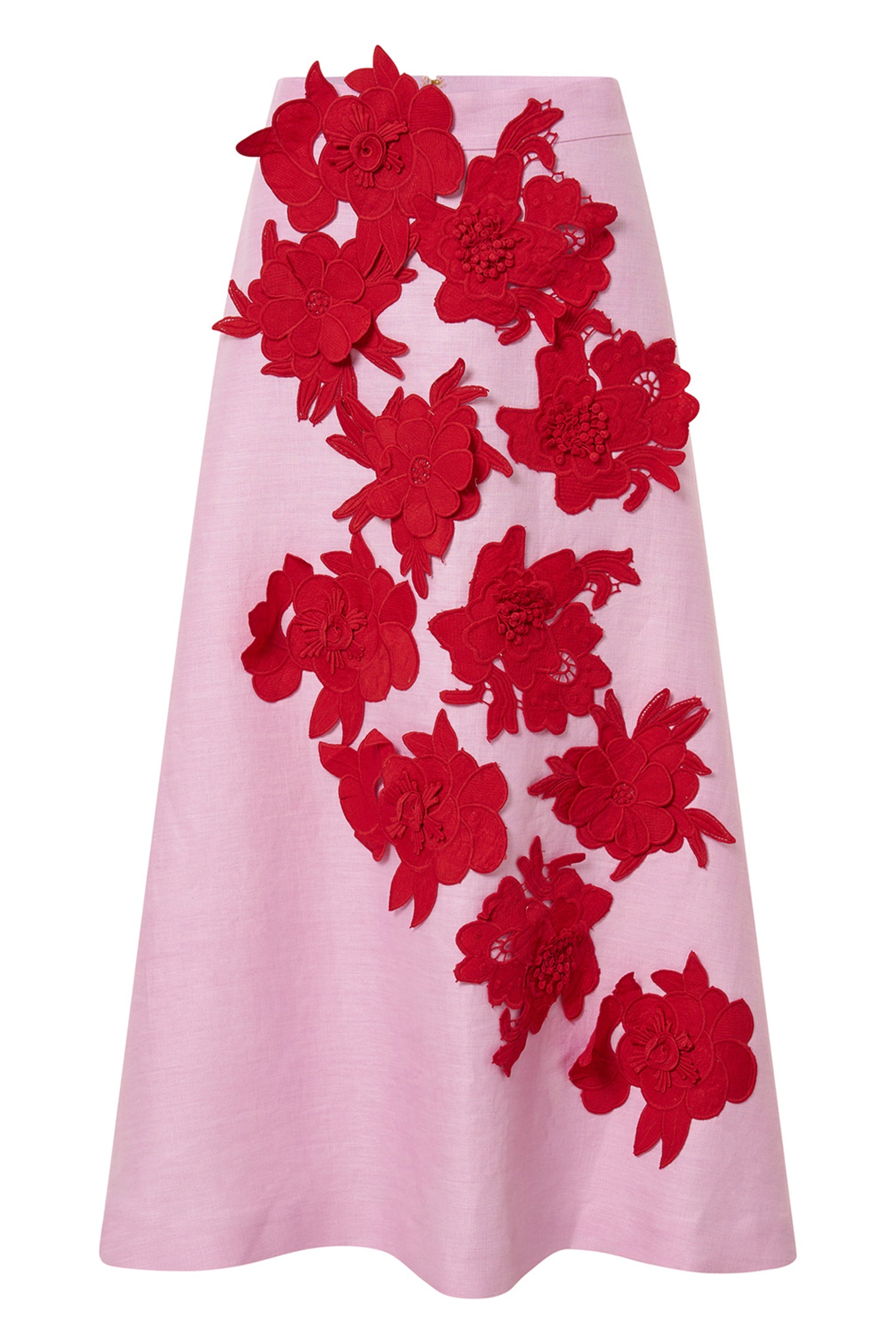 Oroton-Contrast 3D Flower A-Line Skirt-Justbrazil