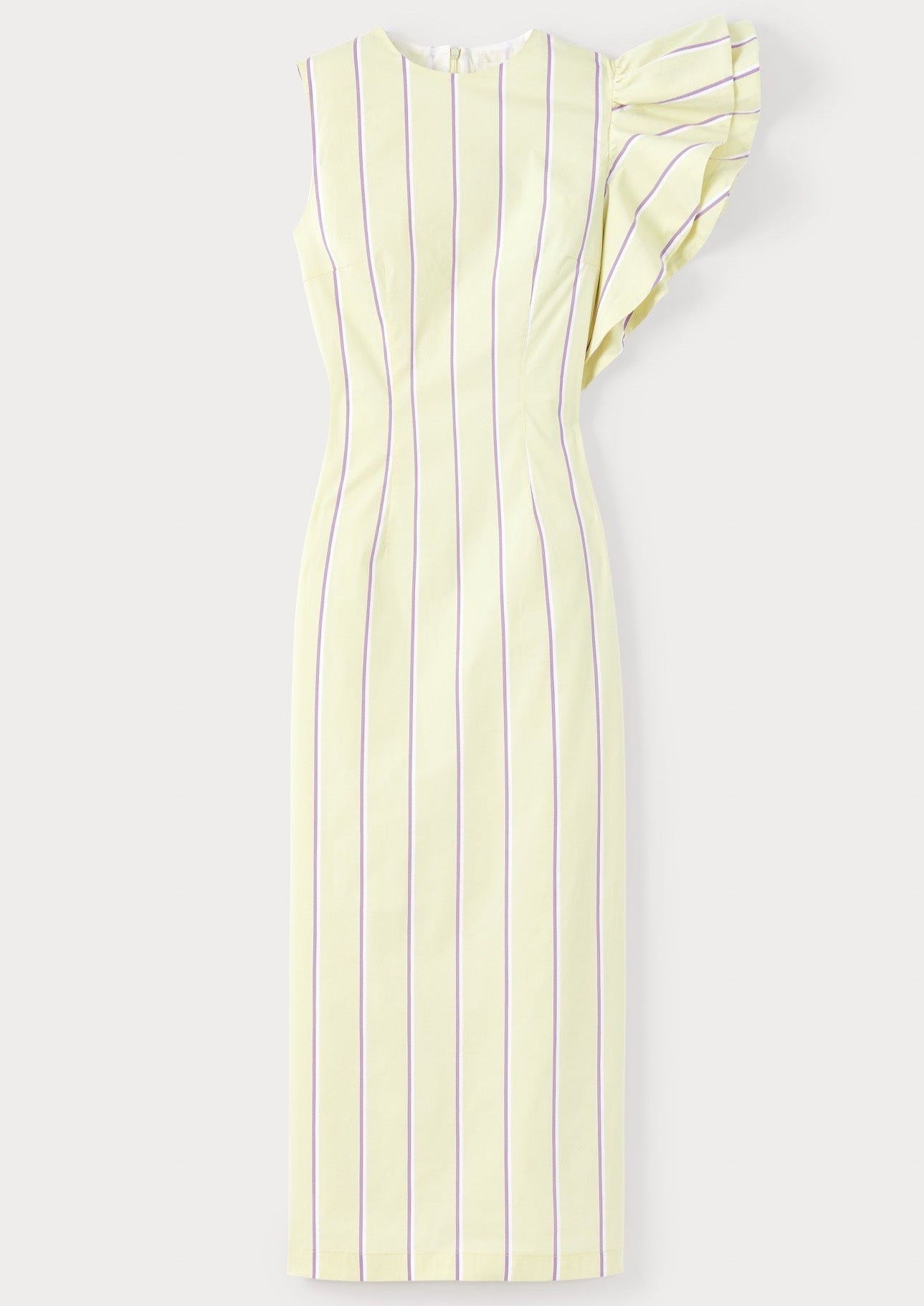 Destree-Franz Soft Stripes Pale Yellow & Lilac Dress-Justbrazil