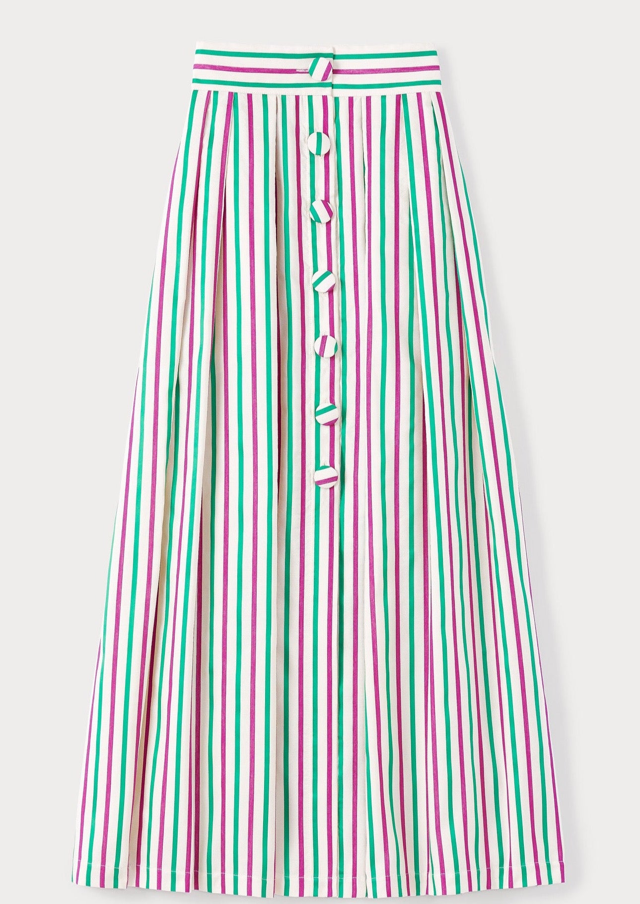 Destree-Irving Ottoman Stripes Ruby & Green Skirt-Justbrazil