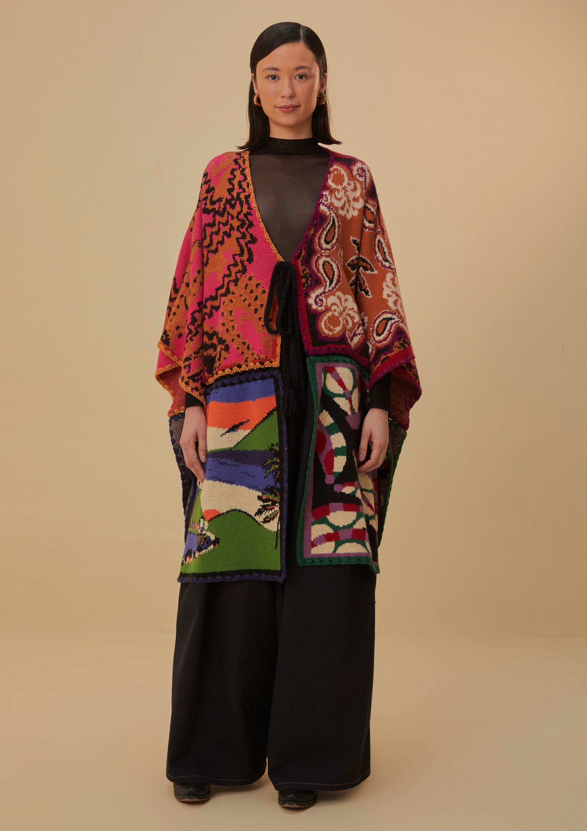 Mixed Prints Knit Kimonoa