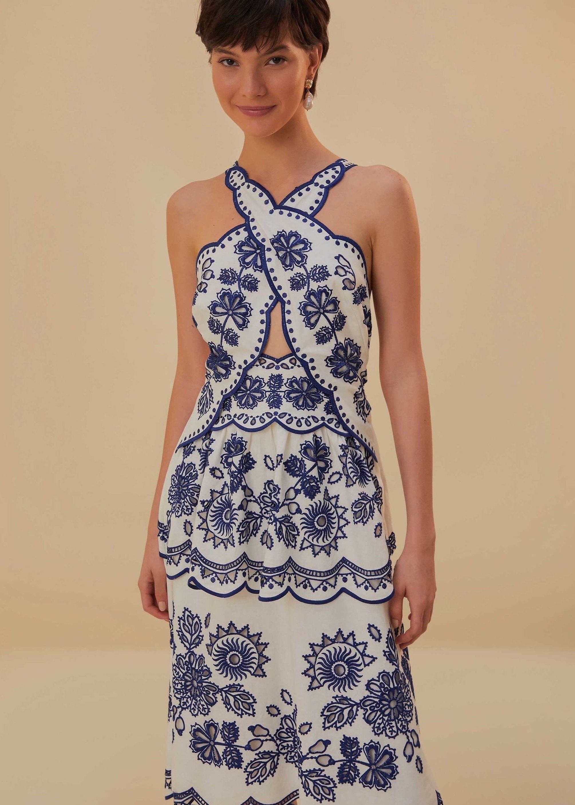 knee length dresses for ladies Off-White Richelieu Sleeveless Cut Out Midi Dress