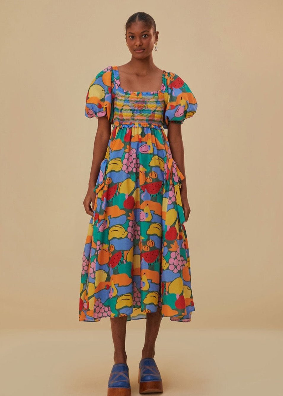 farm rio fruit maxi dress Fruit Landscape Short Sleeves Maxi Dress