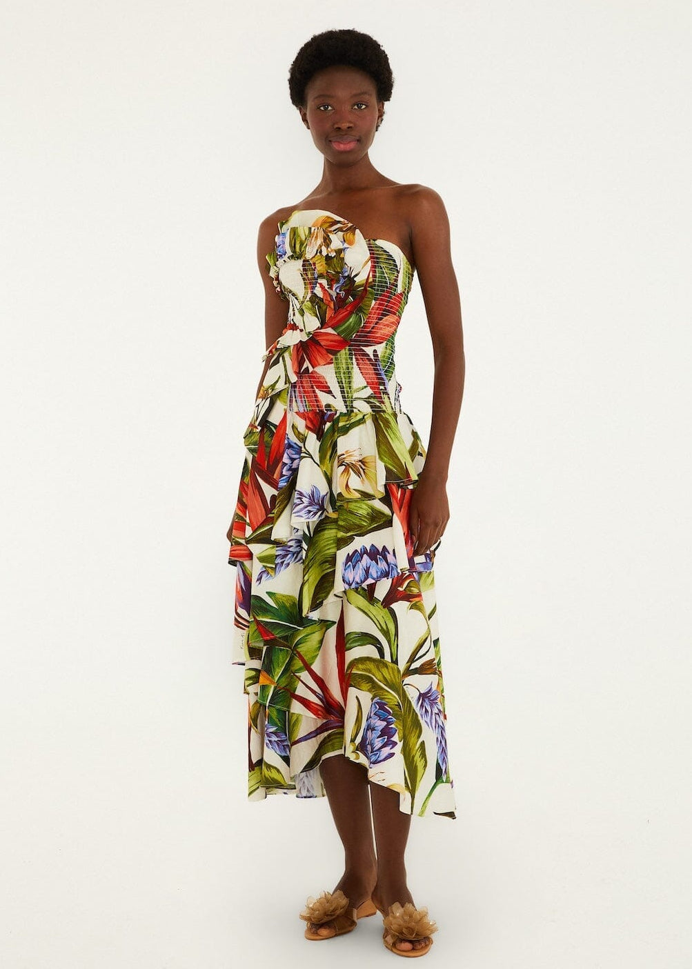 summer strapless maxi dress Florart Sand Strapless Maxi Dress