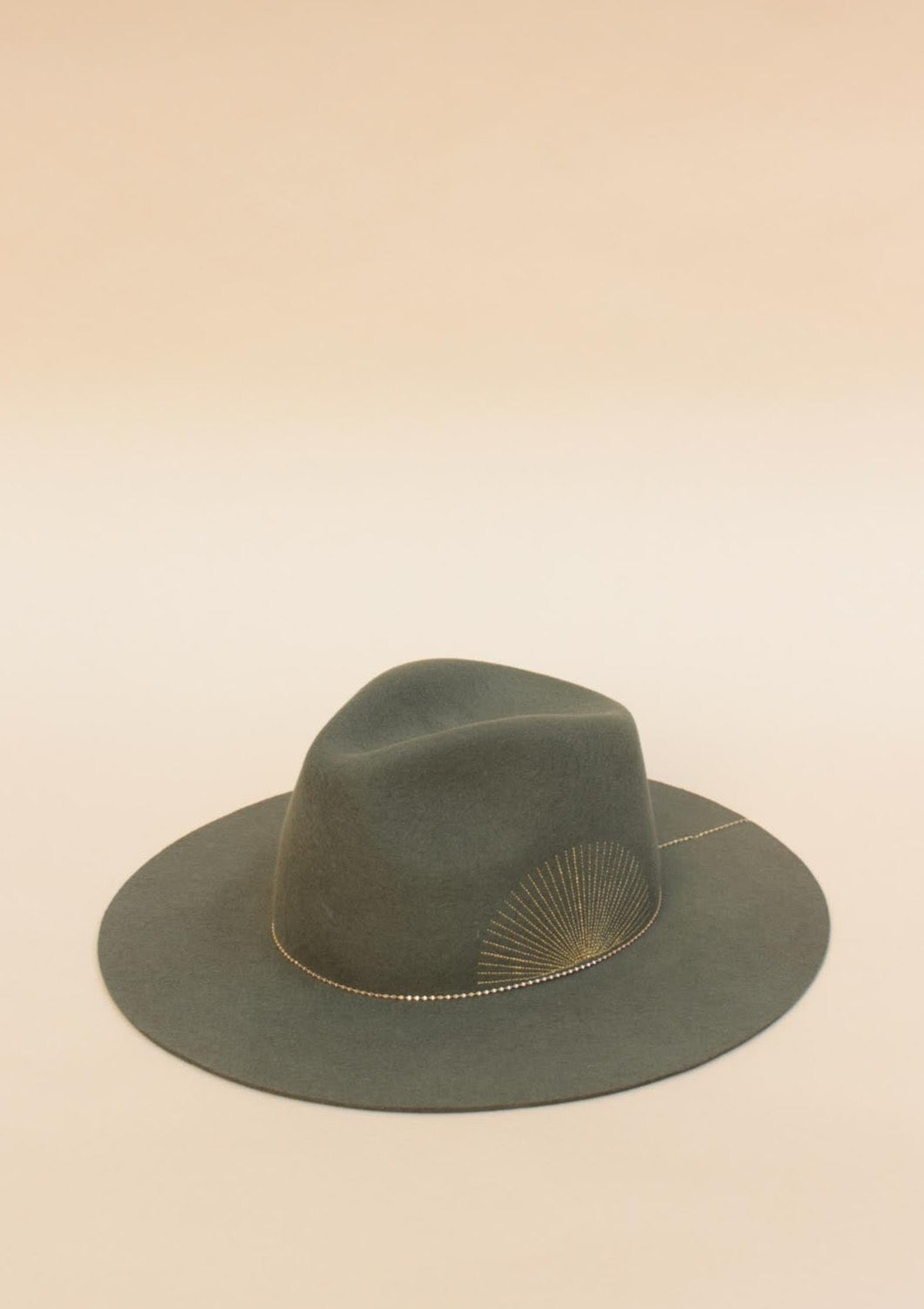 NEW VAN PALMA women\'s basile hat in green Chapeau en feutre de laine, Basile, avec broderie soleil  main image 2