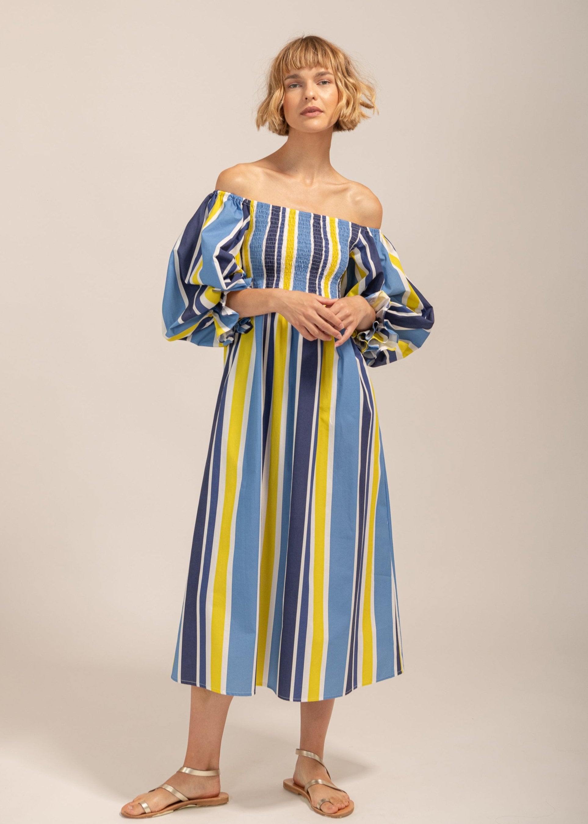 summer in capri midi dress Hortencia Capri Striped Midi Dress