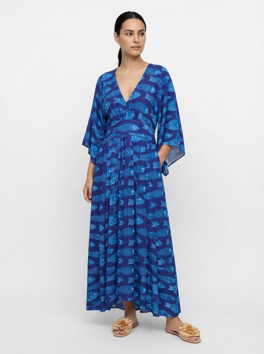 Jau Blue Fish Dress