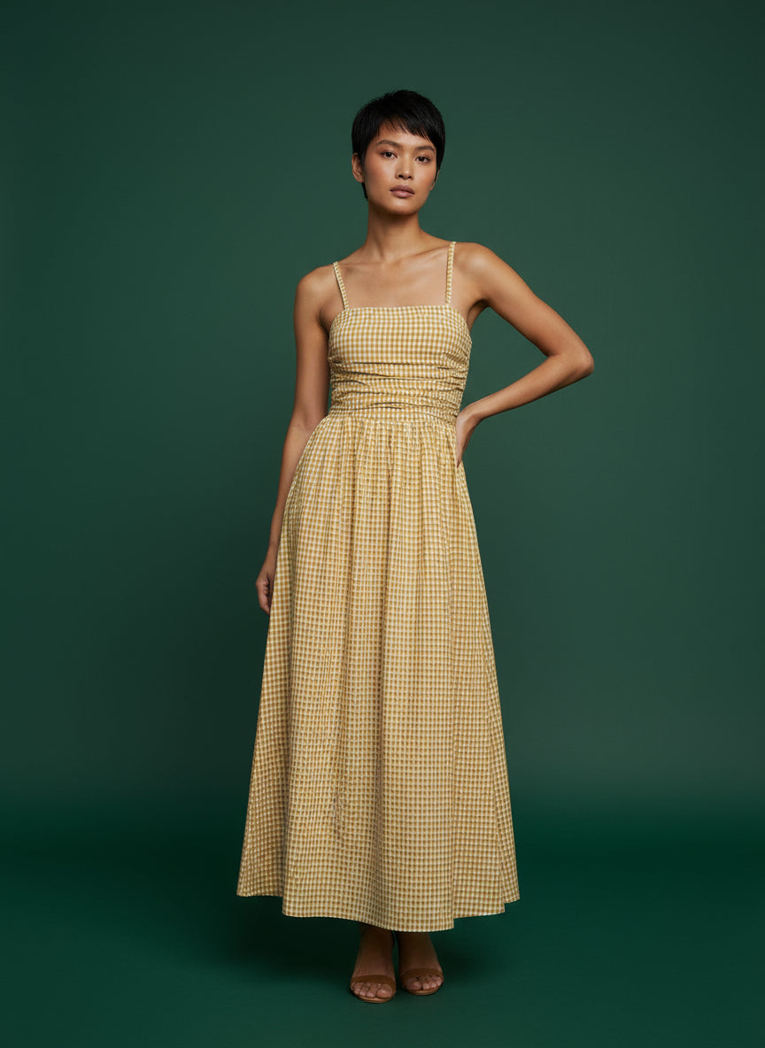 Yellow checkered dress