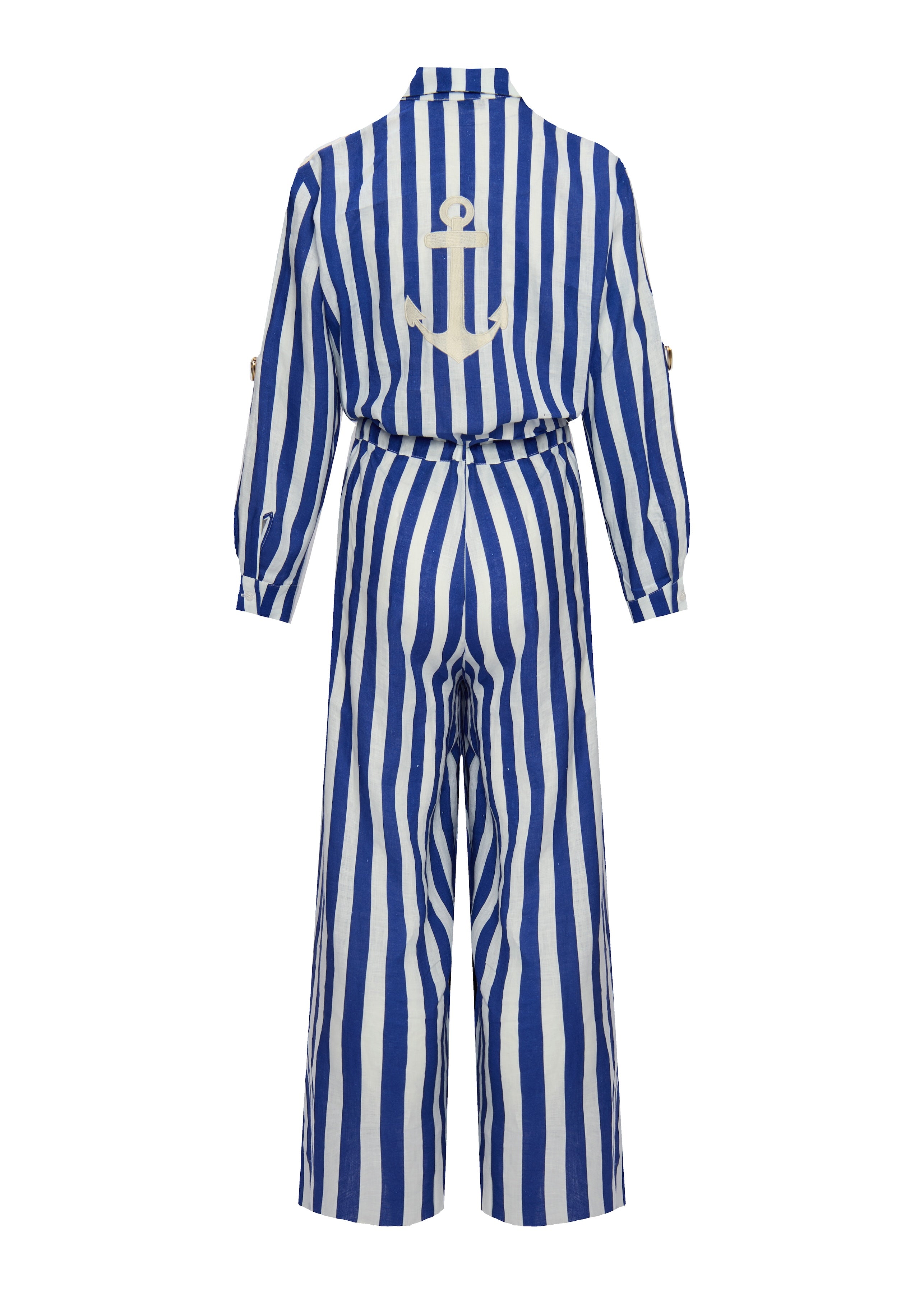Aster Linen Stripes Blue Jumpsuit