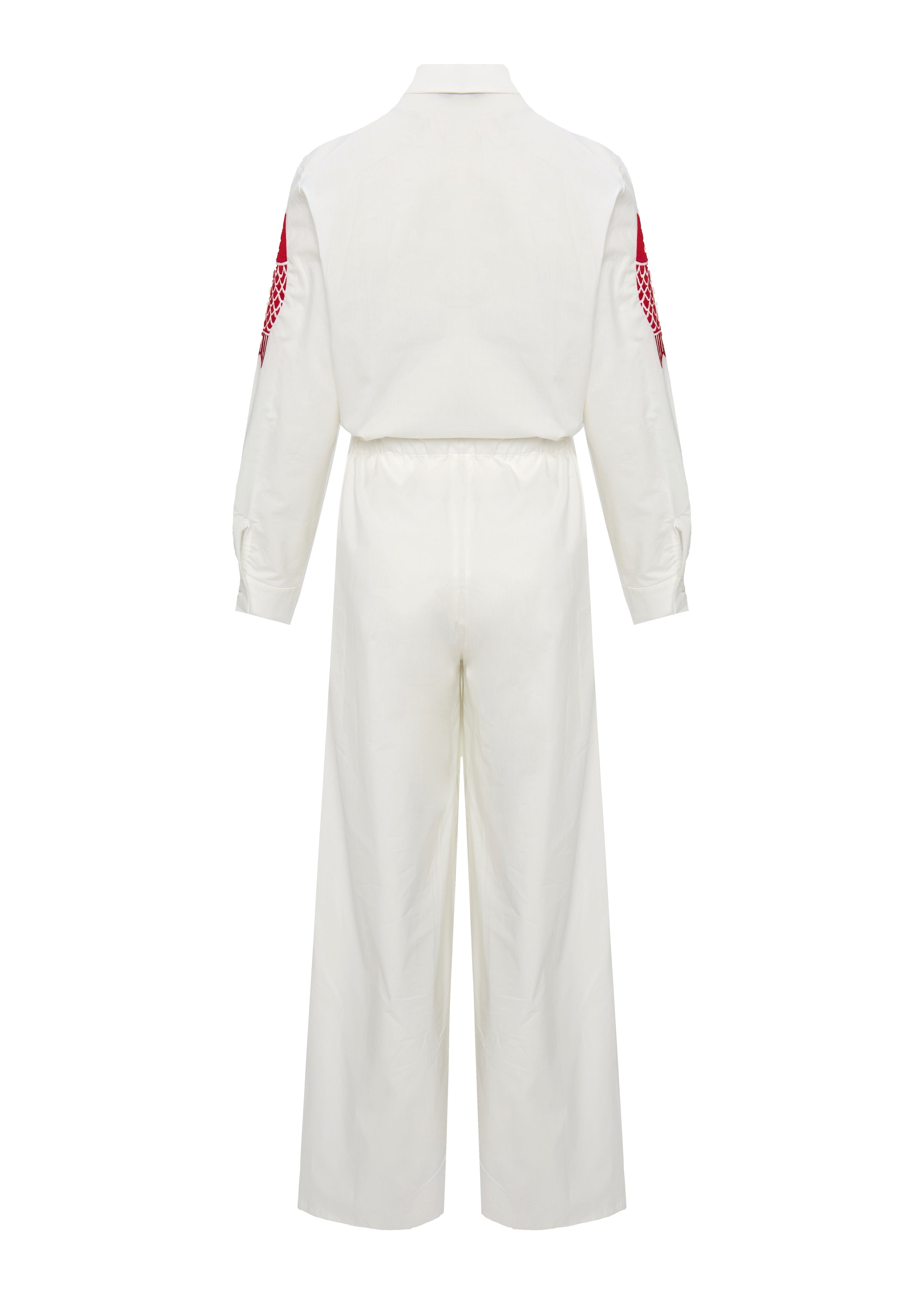 Aster Cotton White Fish Jumpsuit
