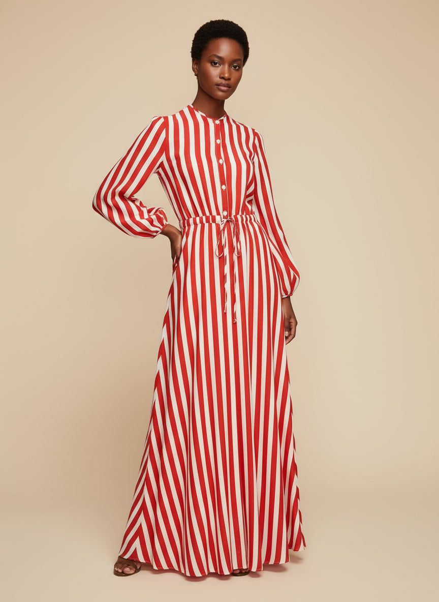Clover Linen Stripes Red Dress