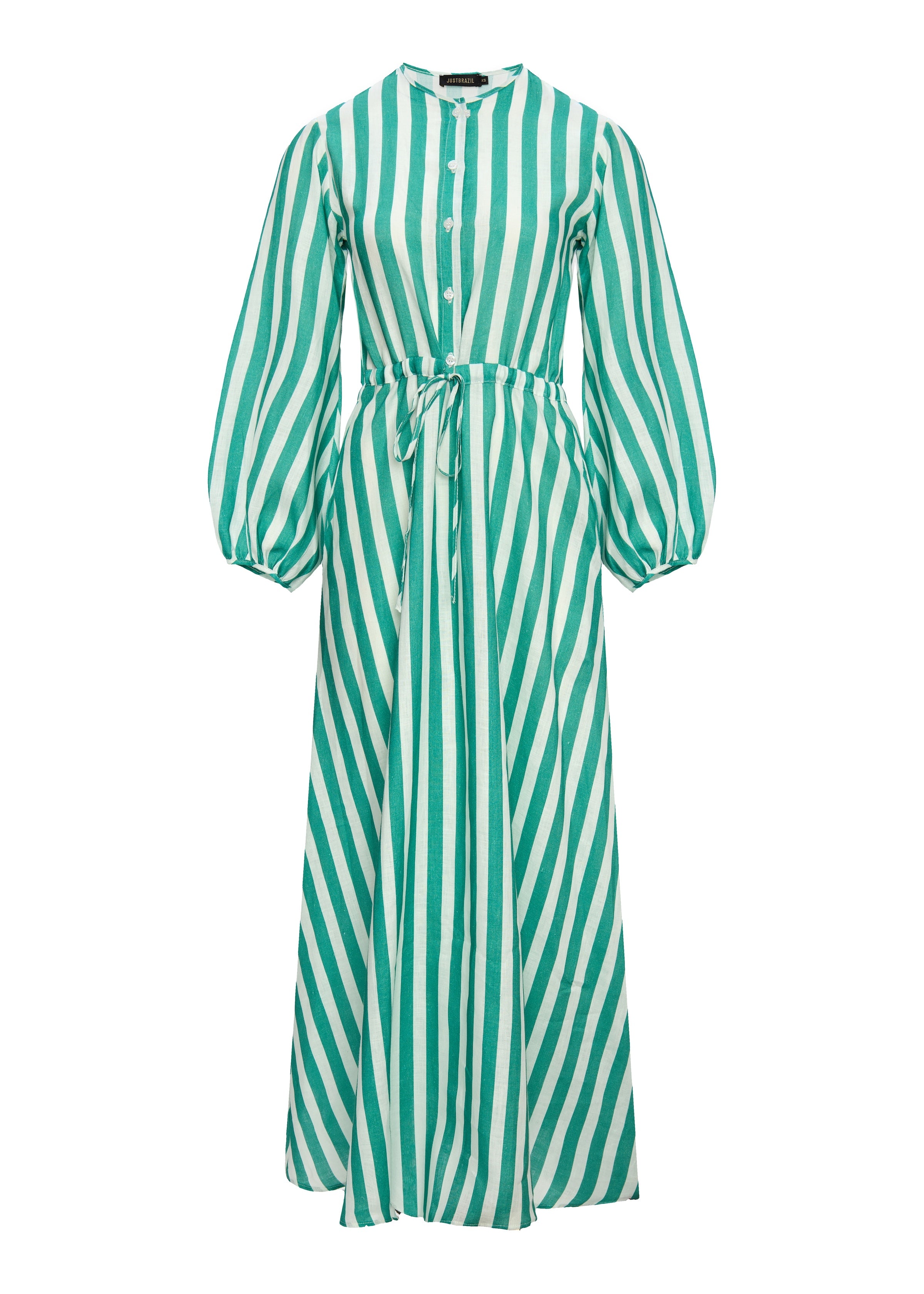 Clover Linen Stripes Green Dress