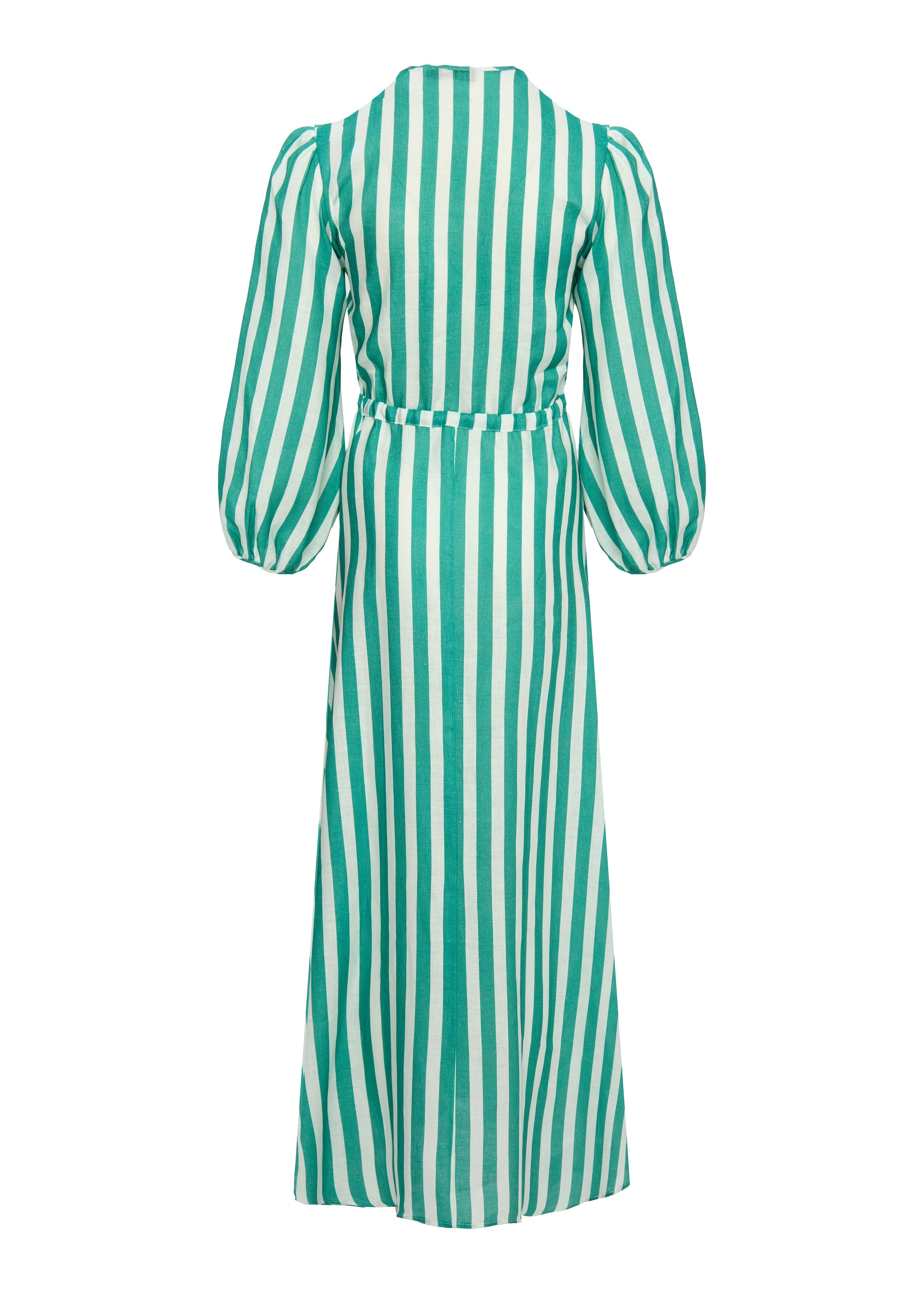 Clover Linen Stripes Green Dress