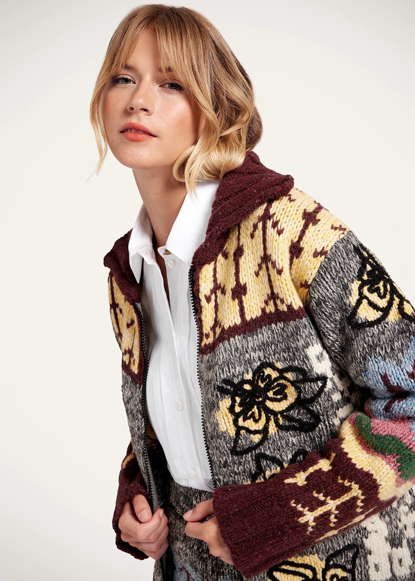 Chalet Cardigan Multicolor Grey & Yellow