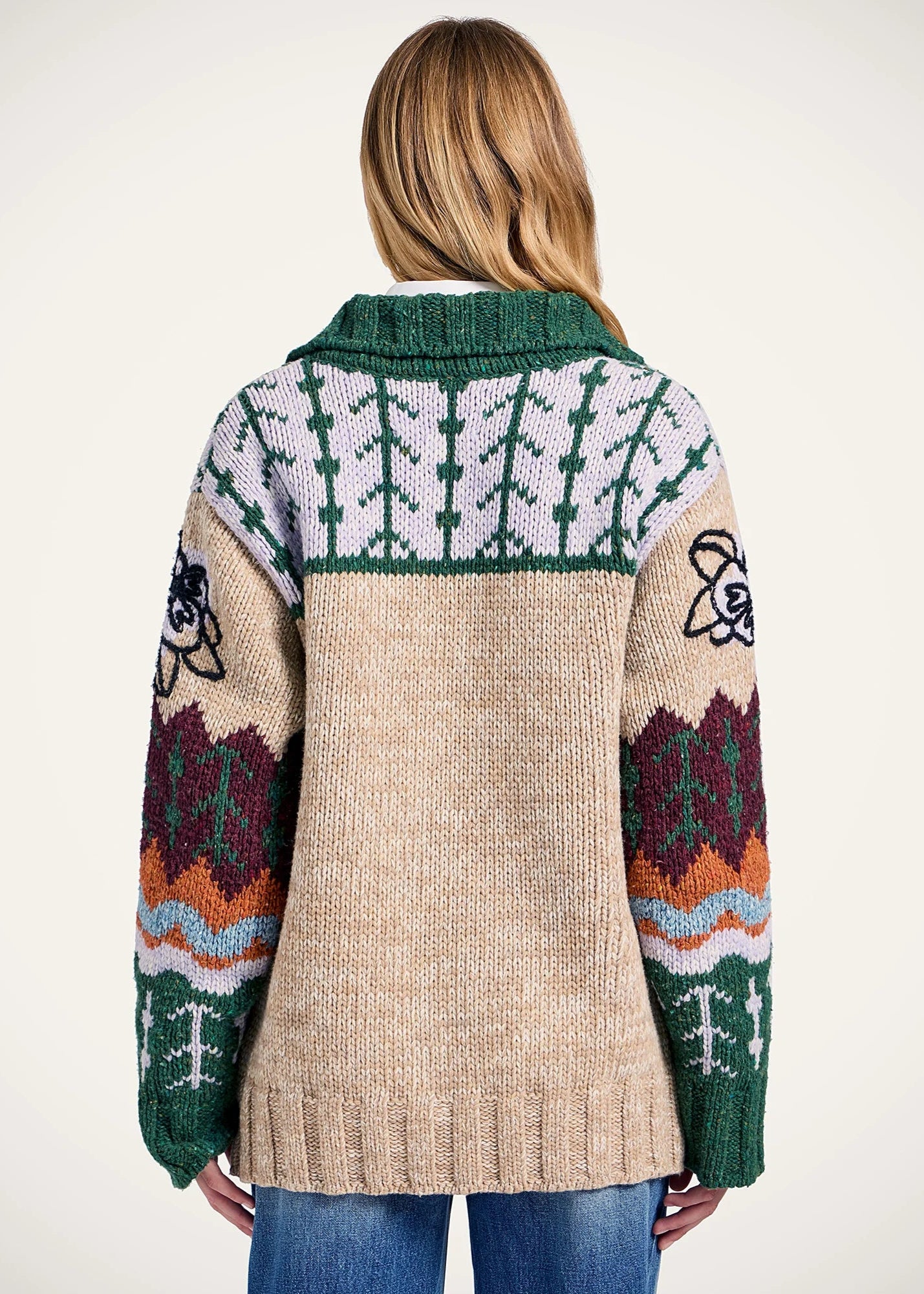 Chalet Cardigan Multicolor Camel & Lilac