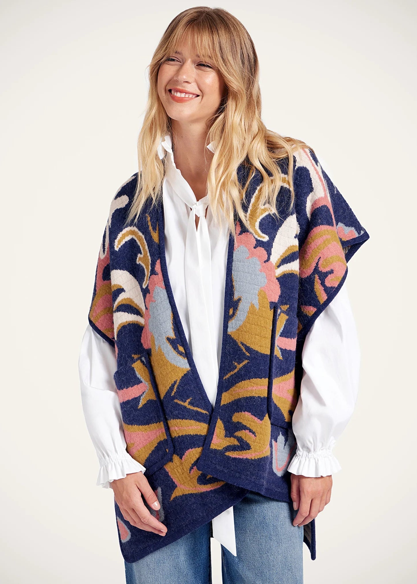 In My Power Navy Knit Scarf Cape