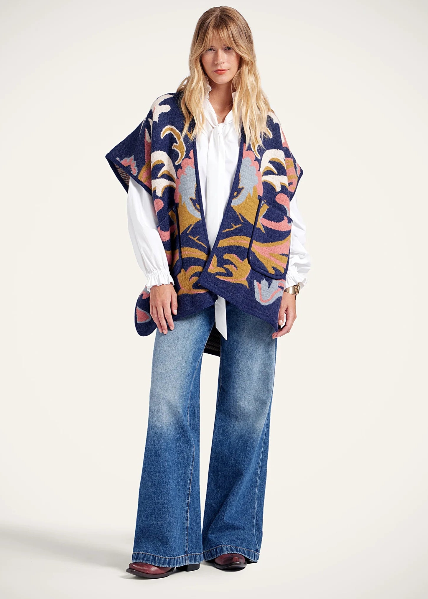 In My Power Navy Knit Scarf Cape