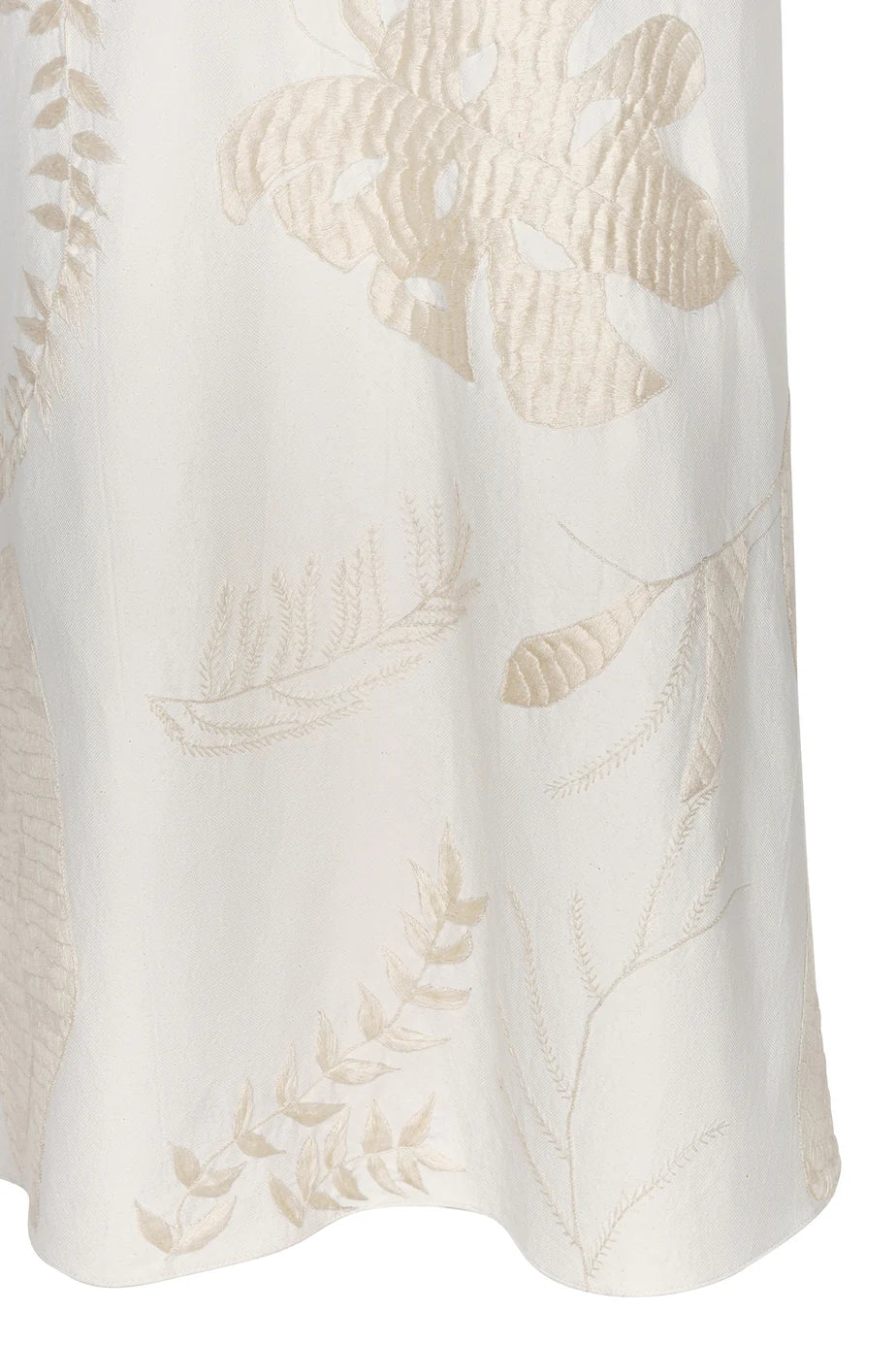 Gualanday Canvas Hand Embroidered Midi Dress / Ecru