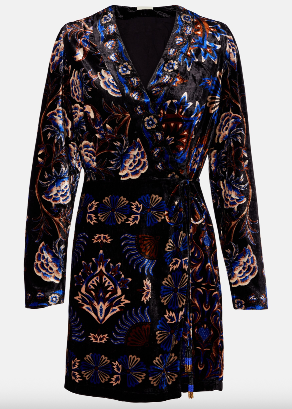 Arabesque Mix Scarves Black Wrap Mini Dress