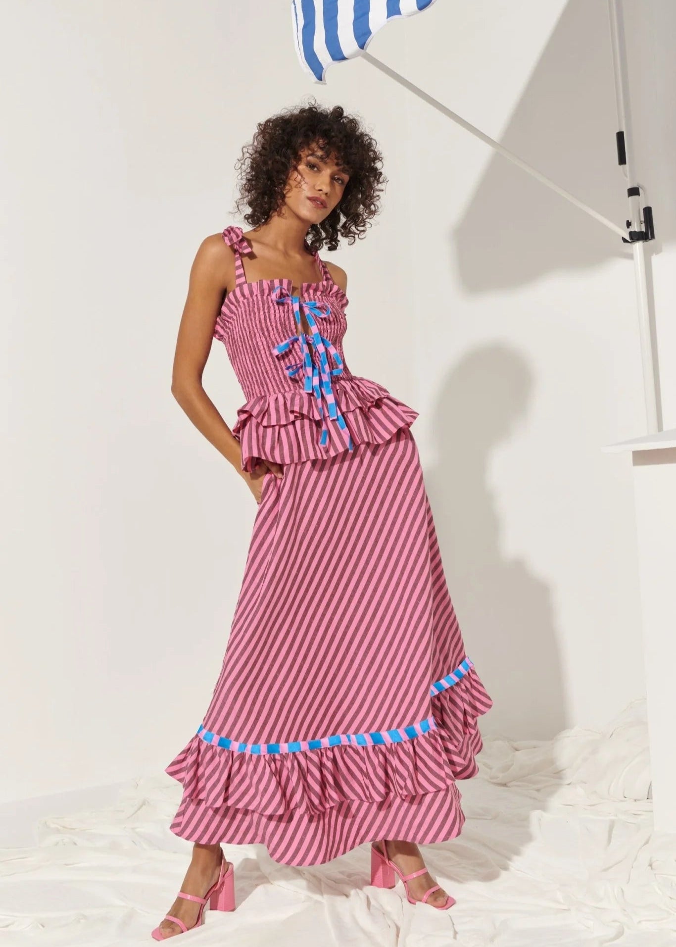 strapless open back dress Celia B Remembrance Top in Pink, Red and Orange Small