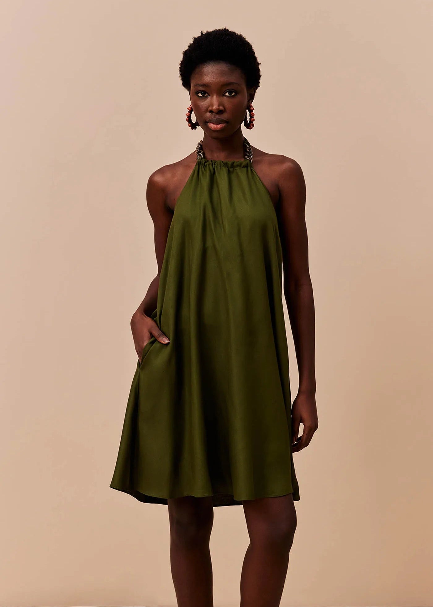 Mini Dress With Chain Green Mini Dress With Chain Green