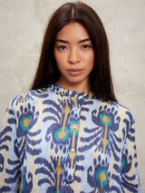 Broom Blouse Ikat Blue Yellow