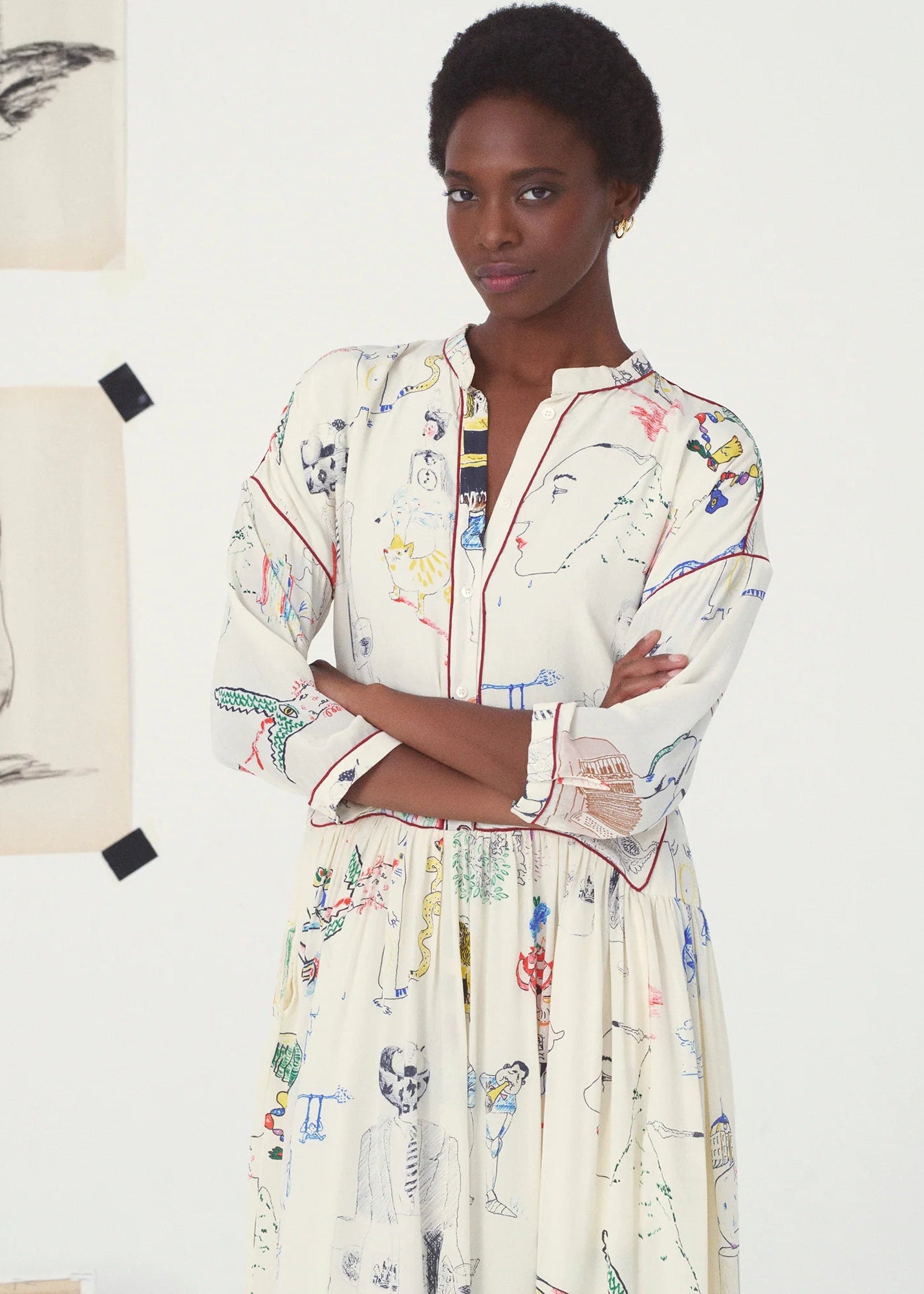 Nour Dress Surrealism - Creme