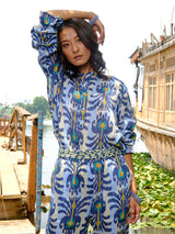 Broom Blouse Ikat Blue Yellow