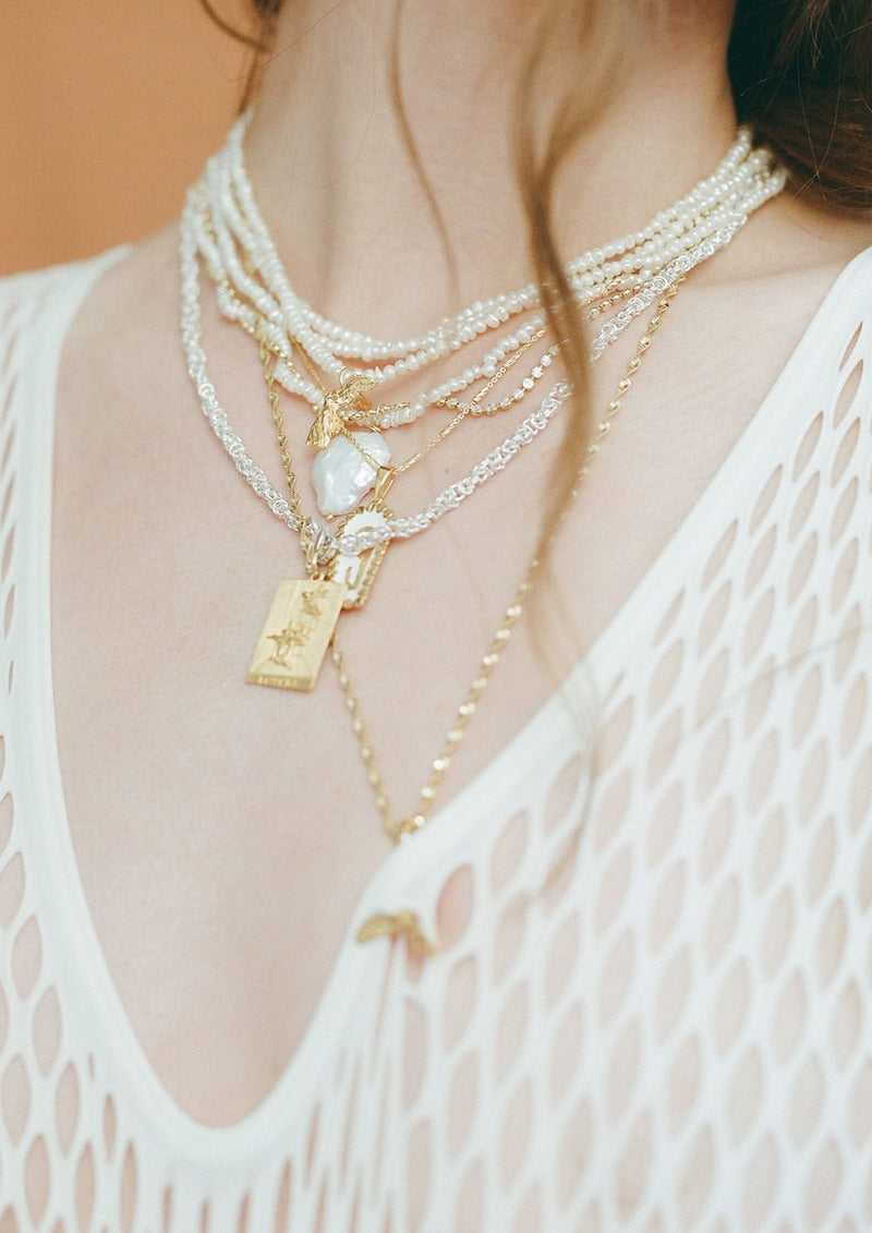 Venetia White Enamel Charm - Anchor Chain