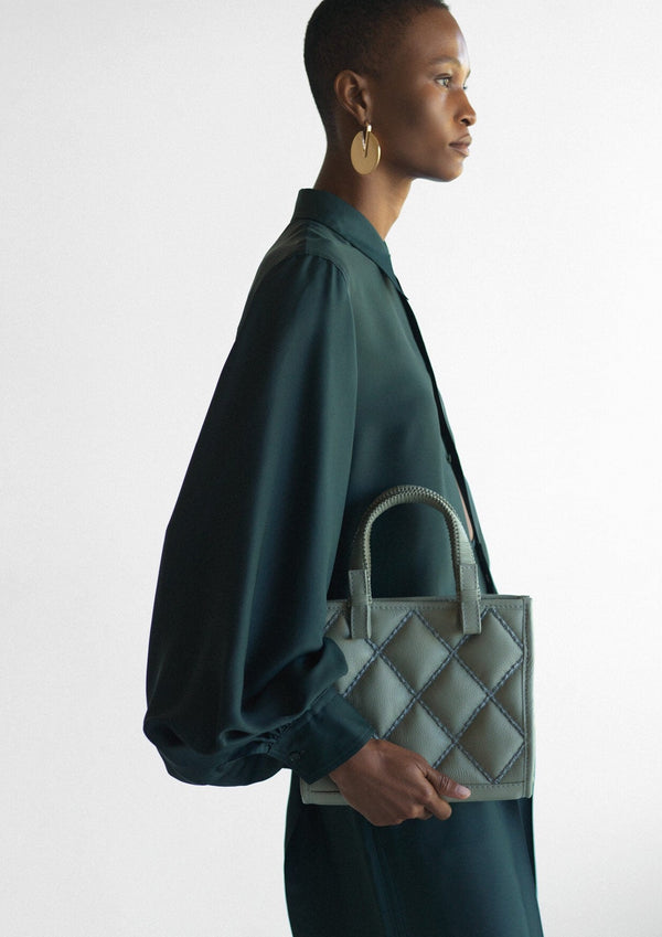 Mini Cross Tote In Pistachio Quilted Leather