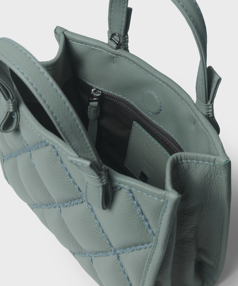 Mini Cross Tote In Pistachio Quilted Leather