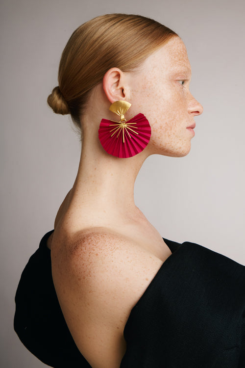 Sparkle fan earrings Small Fuchsia