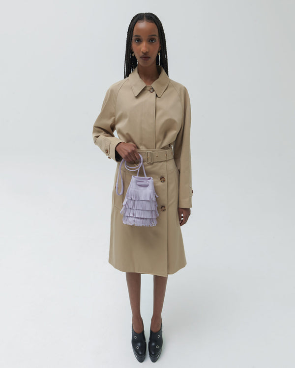 Fringe Pouch In Lavender Smooth Leather