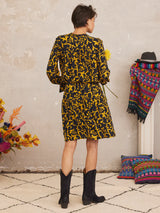 NIMO-BROOM BLOUSE IKAT CURRY BLACK-JUST BRAZIL