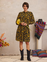NIMO-BROOM BLOUSE IKAT CURRY BLACK-JUST BRAZIL