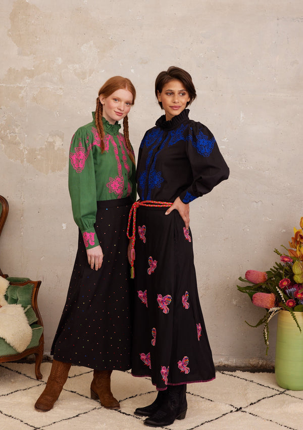 NIMO-GERBERA SKIRT BLACK SEQUINS-JUST BRAZIL