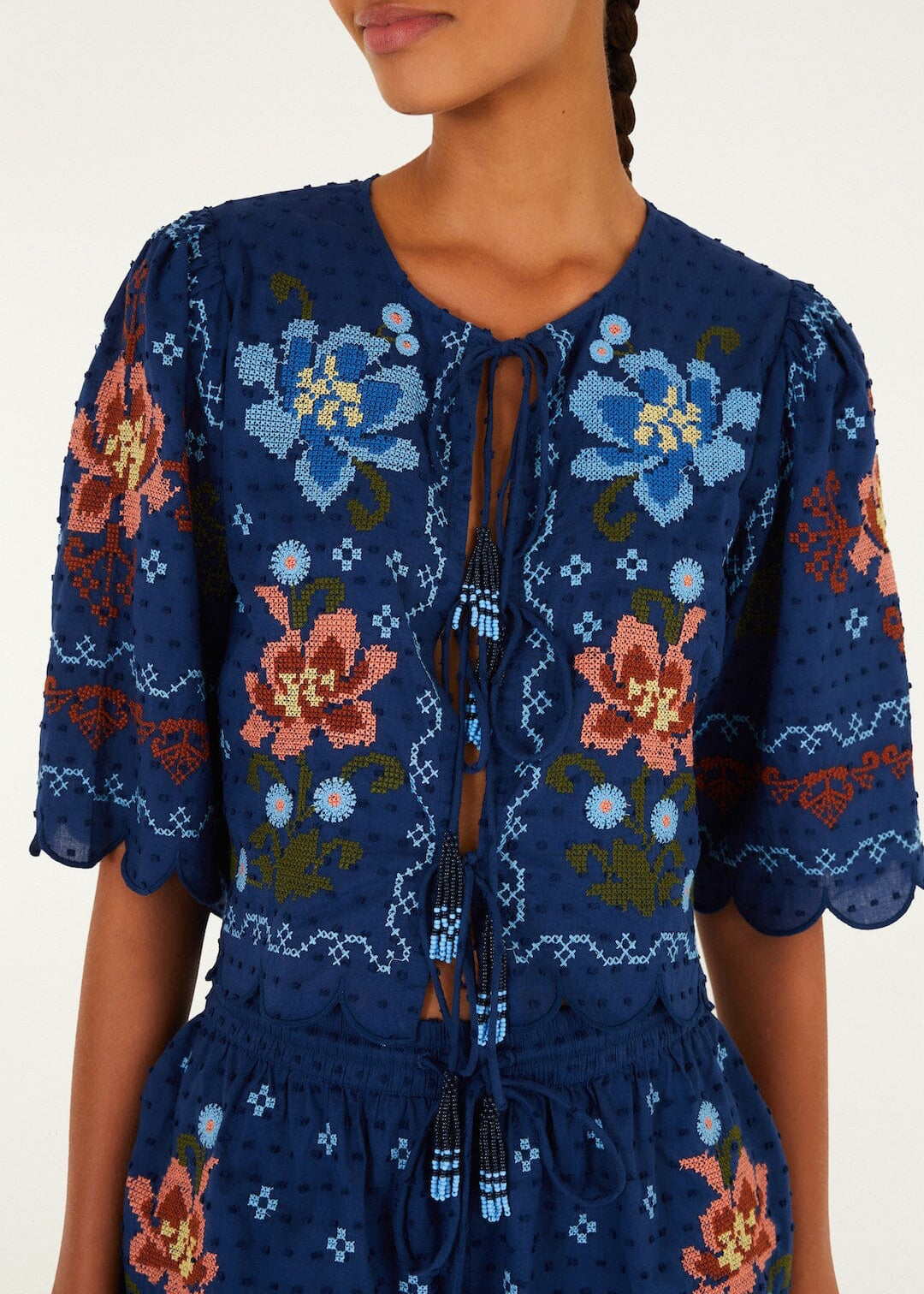 Dark Blue Stitched Garden Blouse