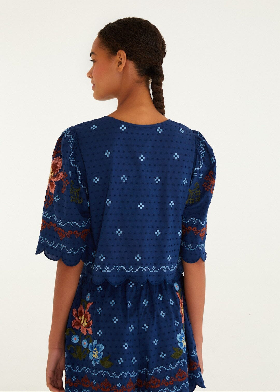 Dark Blue Stitched Garden Blouse