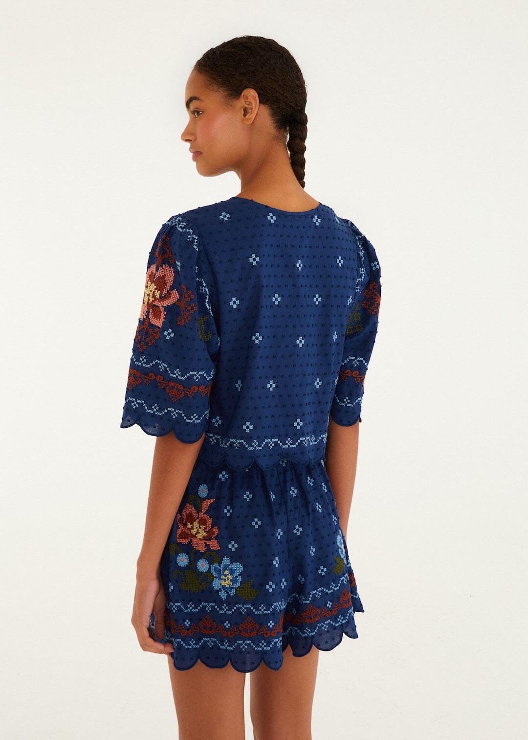 Dark Blue Stitched Garden Shorts