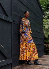 Mixed Bananada Long Sleeve Maxi Dress