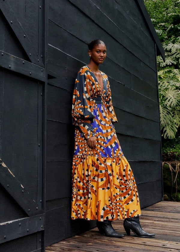 Mixed Bananada Long Sleeve Maxi Dress