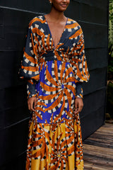 Mixed Bananada Long Sleeve Maxi Dress