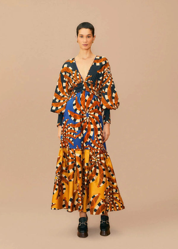 Mixed Bananada Long Sleeve Maxi Dress
