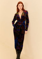 Midnight Island Black V Neckline Velvet Jumpsuit
