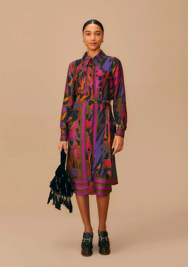 FARM-BLACK MIXED WILD HORSES SHIRTDRESS-JUST BRAZIL