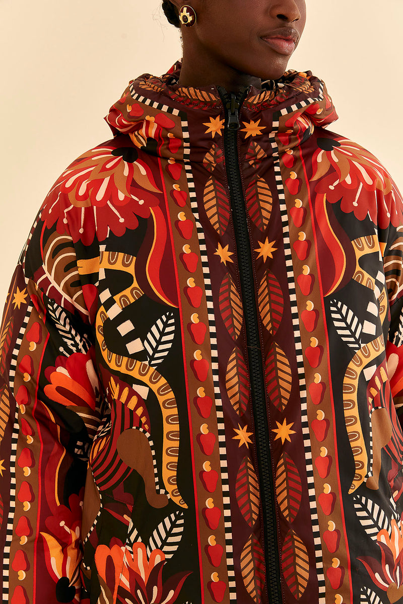 Palms Paradise Sand Reversible Puffer Jacket