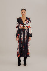 FARMA-PEONY BLACK FRINGE MIDI SKIRT-JUST BRAZIL