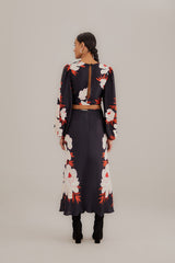 FARMA-PEONY BLACK FRINGE MIDI SKIRT-JUST BRAZIL