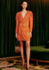 Sunny Mood Orange Sequin Long Sleeve Mini Dress