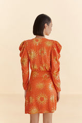 Sunny Mood Orange Sequin Long Sleeve Mini Dress
